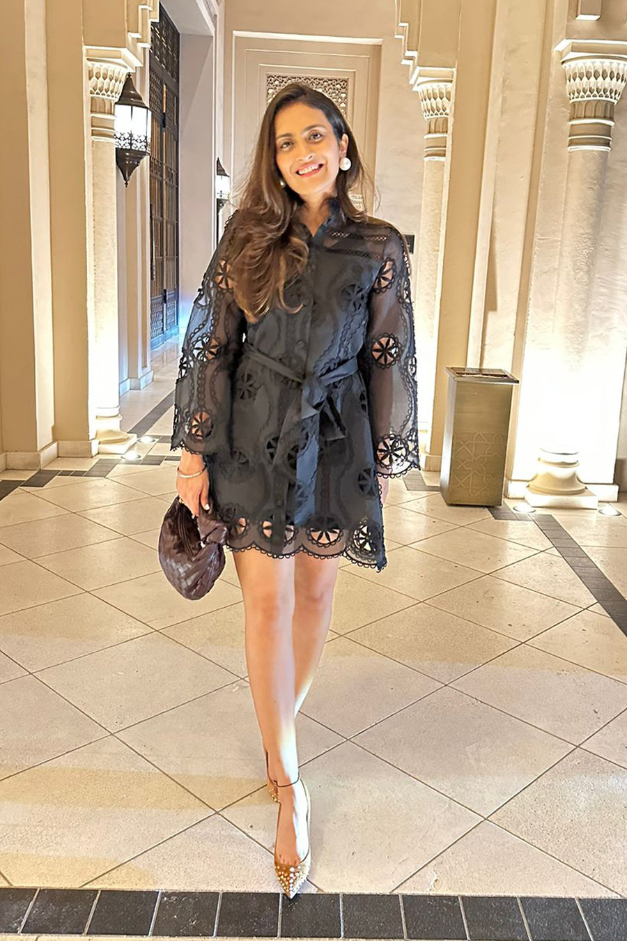 Black organza cutout dress