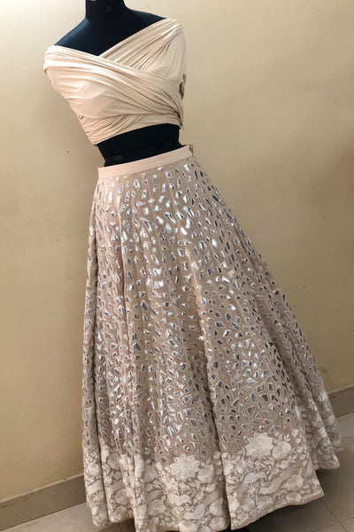 Embroidered lehenga with a ruched blouse