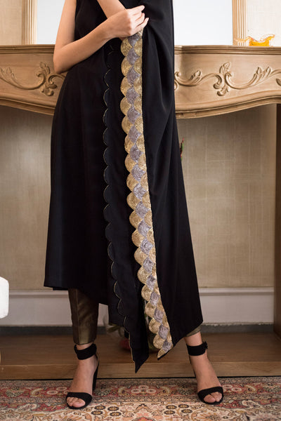 Two tone embroidered cape