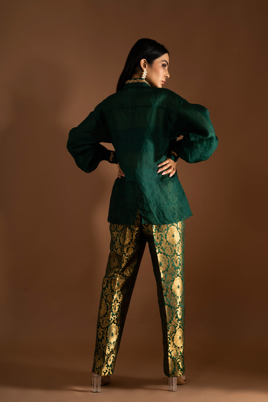 Buy Banarasi Gold Brocade Slim Pant for Women Online in India - Etsy